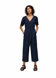 Whistles Nora Linen Jumpsuit UK 8 Navy Blue Tie Waist RRP 149 Pockets Cropped - Picture 1 of 11
