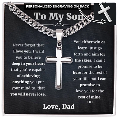 Cadena cubana con collar cruz artesanal a mi hijo, regalo de Papá Noel Foto 1 de 4