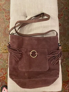 VINENZO Brown Suede Tassled Tote Crossbody - Picture 1 of 10