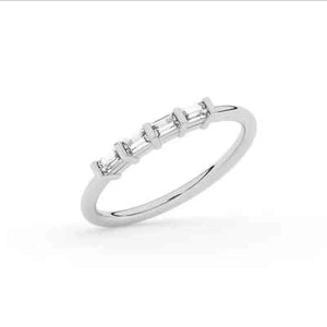 Labgrown Baguette Diamant Stab Set Halb Ewigkeit Ring Platin 0,20 ct - Bild 1 von 16
