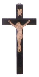 Crucifix Cross Wall Hanging Jesus INRI Wood Plaster Vintage #6 - Picture 1 of 5