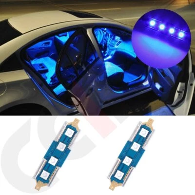2pcs 36mm Car Interior Lamps LED Bulb 3014-4-SMD for Replacement Festoon Blue - Image 1 of 4