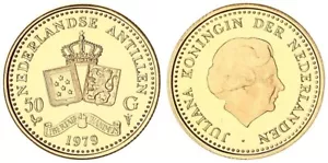 Dutch Antilles 50 Gulden Gold 1979 Queen Juliana Pf 124504 - Picture 1 of 1