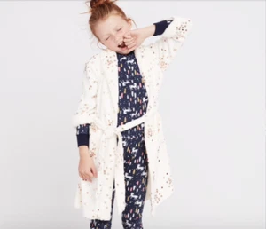 J CREW Girls' fleece robe in gold stars Item K1935 - Picture 1 of 5