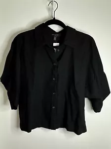NWT Banana Republic Factory Women’s Linen Blend Boxy Cropped Blouse Top Sz M - Picture 1 of 8