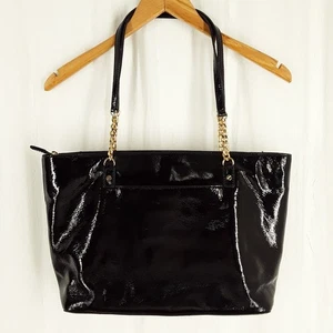 MICHAEL KORS Lackleder + Kette Beuteltasche, Schultertasche Handtasche, schwarz - Bild 1 von 16