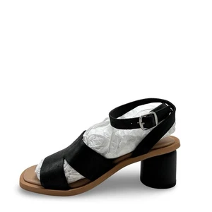 Lucky Brand Pemal schwarze Damen-Ledersandalen mit Absatz Riemen Größe 5 M Schnalle - Bild 1 von 9