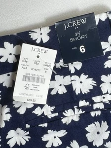 J. Crew Blue White Floral Flower Flat Front Chino Twill Shorts Casual Women's 6 - Picture 1 of 11