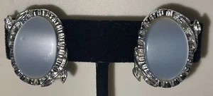 Orecchini Vintage Tono Argento Bambino Blu Clip On Gioielli Gar3-50 - Foto 1 di 6