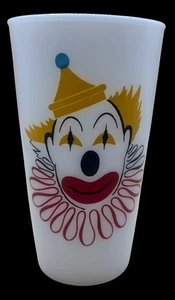Vintage Hazel Atlas Clown Gesicht Milchglas Trinkbecher 50er - 5" hoch - Bild 1 von 6