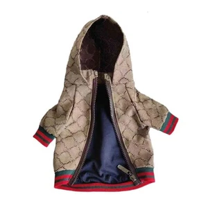 Dog Hoodie Luxury Winter Small Dog Jacket Clothes Classic Designer Warm Pet C... - Picture 1 of 7
