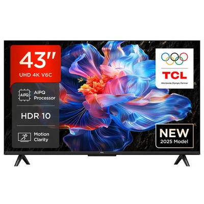 TCL 43V6C 43 Zoll 4K UHD Smart Fernseher – HDR10+, HVA-Panel, Dolby Vision - Bild 1 von 4