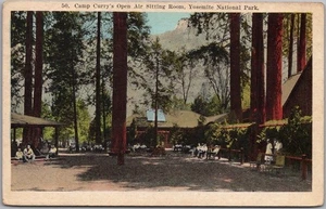 c1910s YOSEMITE NATIONAL PARK Postcard "CAMP CURRY'S Open-Air Sitting Room" - Picture 1 of 2