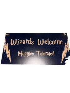 Wizards Welcome Muggles Tolerated Gift Hanging Plaque Magic Home Wood Sign usg0 - Picture 1 of 2