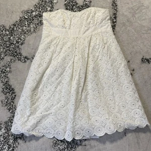 Vestido Lilly Pulitzer para mujer talla 12 blanco ojales Payton Resort mini sin tirantes - Imagen 1 de 9