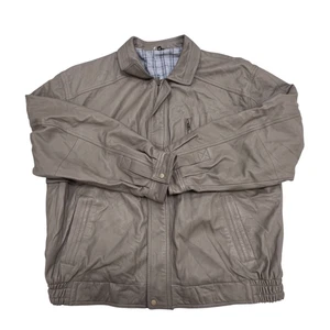 Herren Kunstleder Bomberjacke M braun gefüttert Kragen durchgehender Reißverschluss elastischer Saum - Bild 1 von 4