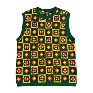 Wesc Sweater Vest Unisex Multicolor Granny Square Crochet Mens L Womens XL - Picture 1 of 6