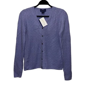 Maglione cardigan Charter Club 2 strati in cashmere a maglia con cavi taglia S scollo a V con bottoni - Foto 1 di 5