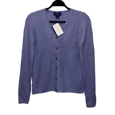 Cárdigan Suéter Charter Club 2 Capas Cachemira Tejido con Cable Talla S Cuello en V Abotonado Foto 1 de 4