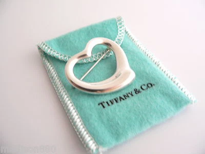 Tiffany & Co Silver Peretti Large 1.5 Inch Open Heart Brooch Pin Gift Love - Image 1 of 4