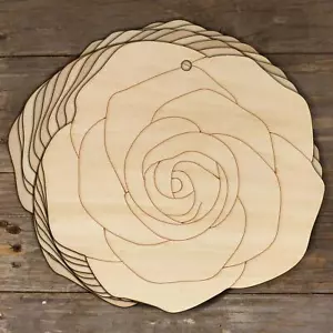 10x Testa di Fiore di Rosa in Legno Forme Artigianali 3mm Legno Compensato Piante Tenda - Foto 1 di 4