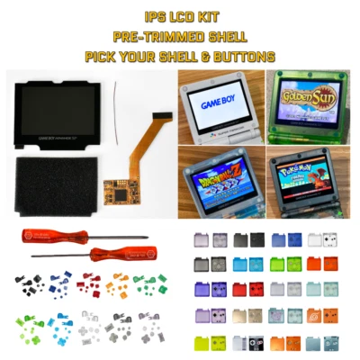 Game Boy Advance GBA SP IPS 101 LCD KIT W/ PRE CUT SHELL - Pick your color! - Image 1 of 4