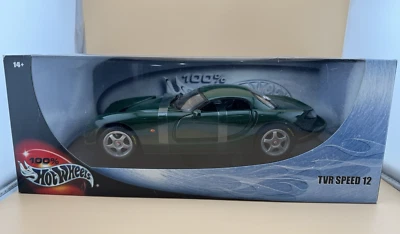 100% Hot Wheels TVR Speed 12 1:18 Scale Dark Green NIB SEALED BOX - Image 1 of 4