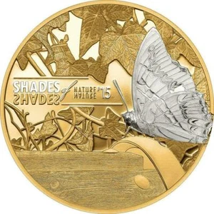 Islas Cook 2015 5$ Sombras de la Naturaleza - Mariposa - Moneda de plata LIMITADA 25g - Imagen 1 de 4