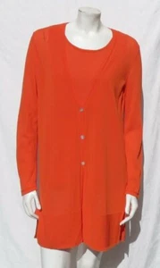 CHICO’S Orange Twin Set Long Everyday Cardigan + Sweater Tank Top US M 1 8 10 M - Picture 1 of 8