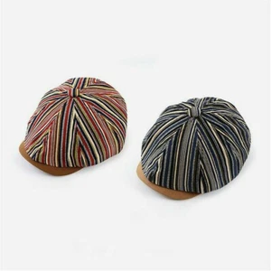 Mujeres Hombres Sombrero de Cabbie Azul/Rojo Rayas Gorra de Newsboy Gatsby Baker Boy Retro - Imagen 1 de 9