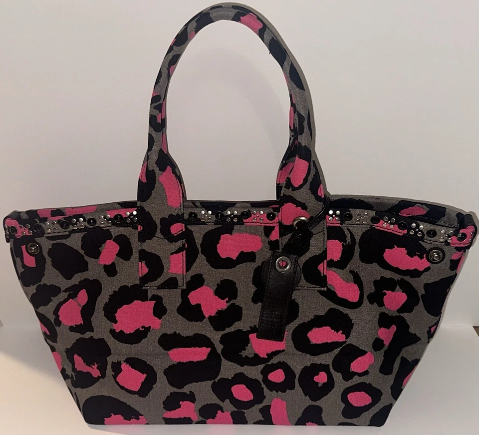 Bolso de Mano Marc Jacobs Walk on the Wild Side Rosa Gris Negro Estampado de Animales Lona Foto 1 de 4