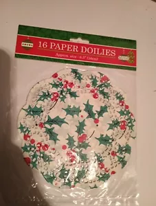 Vintage 16 Ct. 6 1/2" Natale Agrifoglio Centrini Artigianato Giornale Spazzatura NUOVO - Foto 1 di 1