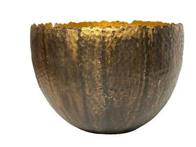 John Richard Hammered Brass/Aluminum Wavy Edge Black Strips Decorative Bowl Exc - Image 1 of 4