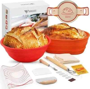 Banneton Bread Proofing Basket Sourdough Baking Supplies Kit Inc Oval Silicone - Picture 1 of 1