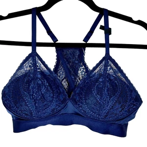 Aerie Lace Wireless Bra 34D Navy Blue - Picture 1 of 5