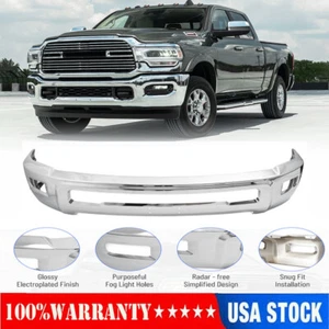 Chrome Steel Front Bumper Face Bar Fit 2010-2018 RAM 2500 3500 w/ Fog Light Hole - Picture 1 of 9