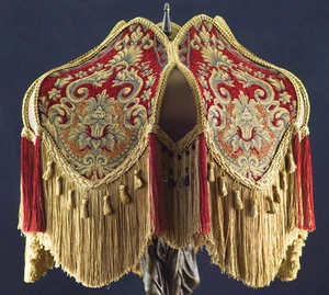 VICTORIAN Floor LAMP SHADE RED CROSCILL IMPERIAL FABRIC CHENILLE WITH GOLD SILK  - Picture 1 of 5