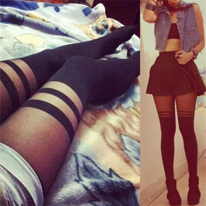 Black Sexy Women Temptation Sheer Mock Suspender Tights Pantyhose Stockings B&q& - Picture 1 of 12