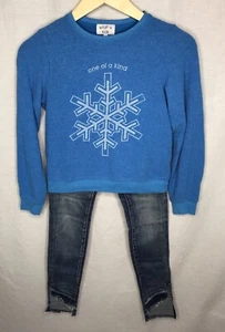 Wildfox Kids ONE OF A KIND Snowflake Pullover Top BLANK NYC Jeans Girls Size 12 - Picture 1 of 10