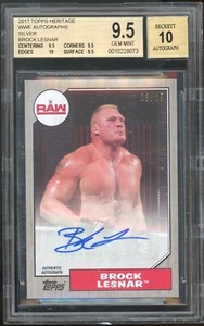 Brock Lesnar 2017 Topps Heritage WWE Silver Autographs BGS 9.5/10 AUTO #/25