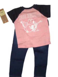 True Religion toddler girls pink logo t-shirt & Jeans set -size 2T outfit rt $79 - Picture 1 of 6