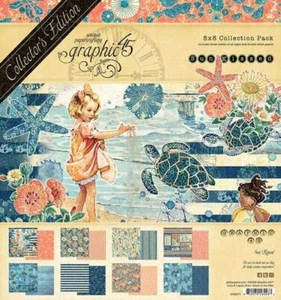 GRAPHIC 45 "SUN KISSED" 8X8 PAPER PACK 24 SHEETS BEACH OCEAN SCRAPJACK'S PLACE - Picture 1 of 9