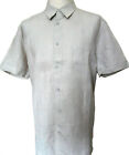 French Connection Linen Shirt Men's Plain Short Sleeve Beige Size Medium