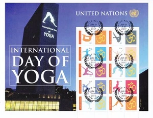 ONU 2017 - Hoja de estampillas personalizadas Día Internacional del Yoga - CTO - Imagen 1 de 1