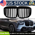 Car Front Bumper Single Line Kidney Grille Grill For BMW X7 G07 2023-2024 Black