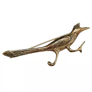 Ray Graves 14k Roadrunner Brooch 6.6g Yellow Gold Signed Gra Wun Southwestern - Picture 1 of 6