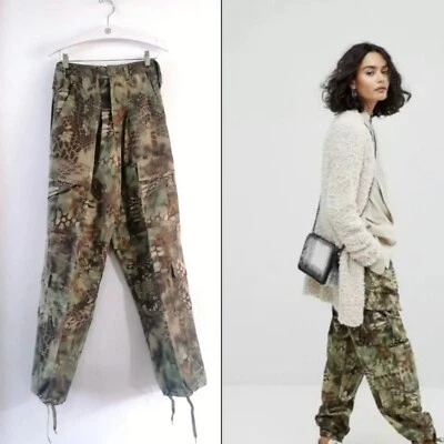 Pantalon cargo militaire vintage récupéré relancé python camouflage kaki taille S - Photo 1/4