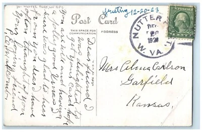1923 Christmas Greeting Nutter Fort West Virginia WV Garfield Kansas KS Postcard - Image 1 of 3