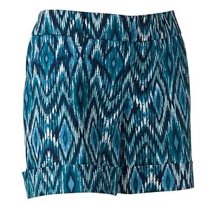 Apt. 9 Misses Ikat Blue Cuffed Shorts - Picture 1 of 1