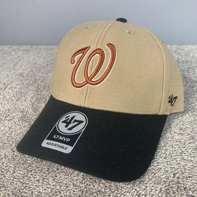 Gorra de limpieza MVP de los Nacionales de Washington 47 marrón tostado negro MLB ajustable para papá Foto 1 de 4
